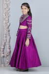 Shop_The Little Celebs_Purple Silk, Crepe Stones Embroidered Blouse And Lehenga Set _Online_at_Aza_Fashions