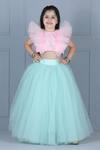 Buy_The Little Celebs_Pink Net, Satin Sequins Frill Detail Crop Top And Skirt Set _Online_at_Aza_Fashions