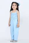 Shop_The little celebs_Blue Imported Lycra Embellished Feathers Jumpsuit _Online_at_Aza_Fashions