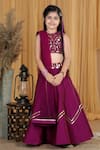 The Little Celebs_Purple Silk, Crepe, Chiffon Embroidery Blouse Lehenga Set _Online_at_Aza_Fashions