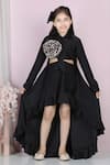 Shop_The Little Celebs_Black Lycra Ruffles, Embroidery Cut-out Detail Asymmetric Dress _Online_at_Aza_Fashions