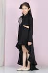 The Little Celebs_Black Lycra Ruffles, Embroidery Cut-out Detail Asymmetric Dress _at_Aza_Fashions