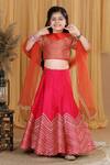 Buy_The Little Celebs_Pink Silk, Net, Crepe Gota Patti Blouse Lehenga Set _Online_at_Aza_Fashions