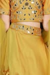 Buy_The Little Celebs_Yellow Silk, Net, Crepe Mirrors Embroidered Blouse Lehenga Set _Online_at_Aza_Fashions