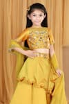 Shop_The Little Celebs_Yellow Silk, Net, Crepe Mirrors Embroidered Blouse Lehenga Set _Online_at_Aza_Fashions