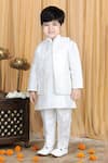 Shop_The Little Celebs_White Silk, Satin Sequins, Embroidery Bundi And Kurta Set _Online_at_Aza_Fashions