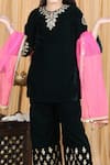 The Little Celebs_Black Velvet, Net, Crepe Embroidery, Zari Placket Kurta Set _at_Aza_Fashions