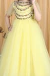 The Little Celebs_Yellow Net, Satin Embroidery Shell Anarkali Dress _at_Aza_Fashions