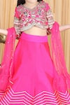 The little celebs_Pink Silk Embroidered Pearl And Gota Work Blouse Lehenga Set _at_Aza_Fashions