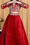 The Little Celebs Maroon Velvet, Crepe Zari, Embroidery Waistband Lehenga And Blouse Set at Aza Fashions The Little Celebs_Maroon Velvet, Crepe Zari, Embroidery Waistband Lehenga And Blouse Set _at_Aza_Fashions