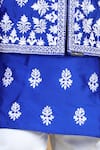 The little celebs_Blue Silk, Satin Embroidery Electric Kurta Set _Online_at_Aza_Fashions