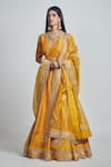 Buy_Sheetal Batra_Yellow Lehenga And Blouse Raw  Dupatta Tissue Razaana Bridal Set _at_Aza_Fashions