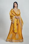 Buy_Sheetal Batra_Yellow Lehenga And Blouse Raw  Dupatta Tissue Razaana Bridal Set _Online_at_Aza_Fashions