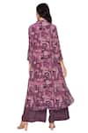 Shop_Soup By Sougat Paul_Purple Crepe Band Collar Printed Kurta And Pant Set _at_Aza_Fashions