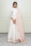 Buy_Sheetal Batra_White Silk Chanderi Anarkali Set_at_Aza_Fashions