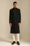 Buy Dhruv Vaish Black Silk Sherwani Set at Aza Fashions Buy_Dhruv Vaish_Black Silk Sherwani Set _at_Aza_Fashions