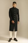 Dhruv Vaish Black Silk Sherwani Set Online at Aza Fashions Dhruv Vaish_Black Silk Sherwani Set _Online_at_Aza_Fashions