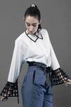 Shop_Chillosophy_White Poplin Round Cutout Sleeves Top_Online_at_Aza_Fashions
