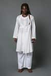 Buy House Of Three White Handspun Handwoven Cotton Chikan Work Arsalan Angrakha Kurta at Aza Fashions Buy_House Of Three_White Handspun Handwoven Cotton Chikan Work Arsalan Angrakha Kurta _at_Aza_Fashions