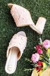 Buy_Modanta Footwear_Pink Embroidery Floral Block Heels _at_Aza_Fashions