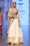 Buy_Soniya G_Cream Pure Silk Blend Embroidery Floral Keyhole Border Bridal Lehenga Set _at_Aza_Fashions