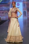 Shop_Soniya G_Cream Pure Silk Blend Embroidery Floral Keyhole Border Bridal Lehenga Set _at_Aza_Fashions