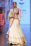 Shop_Soniya G_Cream Pure Silk Blend Embroidery Floral Keyhole Border Bridal Lehenga Set _Online_at_Aza_Fashions