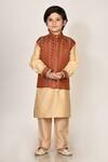 Buy_Arihant Rai Sinha_Beige Jacquard Bundi And Kurta Set For Boys_at_Aza_Fashions