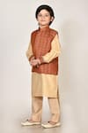 Buy_Arihant Rai Sinha_Beige Jacquard Bundi And Kurta Set For Boys_Online_at_Aza_Fashions