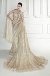 Shop_Manish Malhotra_White Chiffon Embellished Cape Lehenga Set_at_Aza_Fashions