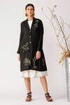 Payal Pratap Black Linen V Neck Embroidered Jacket Online at Aza Fashions Payal Pratap_Black Linen V Neck Embroidered Jacket _Online_at_Aza_Fashions