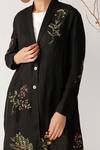 Payal Pratap Black Linen V Neck Embroidered Jacket at Aza Fashions Payal Pratap_Black Linen V Neck Embroidered Jacket _at_Aza_Fashions