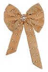 Hair Drama CO_Beige Crystals Embellished Hair Bow Alligator Clip_Online_at_Aza_Fashions