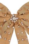 Hair Drama CO_Beige Crystals Embellished Hair Bow Alligator Clip_at_Aza_Fashions