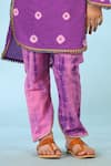 Cute Couture_Purple Cotton Lace Bandhani Print Kurta And Pant Set _Online_at_Aza_Fashions