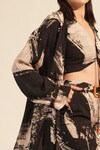 Nikita Mhaisalkar_Black Silk Print Brush Stroke Jacket _Online_at_Aza_Fashions