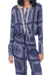 Monisha Jaising_Blue Cotton Silk Printed Floral Round Paisley Jumpsuit  _Online_at_Aza_Fashions