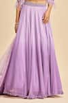 Nitika Gujral_Purple Georgette And Net Embroidery Beads Round Ombre Lehenga Set _Online_at_Aza_Fashions