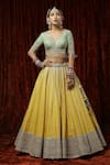 Shikhar Sharma_Yellow Silk, Chanderi, Net Crystals, Pearls, Embroidery Bridal Lehenga Set _at_Aza_Fashions