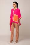 Ekavira_Pink Modal And Twill Champa Color Block Shirt & Daisy Brown Pant Set _at_Aza_Fashions