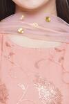 Little Bansi_Peach Cotton, Net, Lurex Sequins Embroidered Kurta Sharara Set _Online