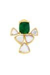 Isharya_Green Cubic Zirconia Shiza Mirror And Hydro Emerald Geometric Earrings_Online_at_Aza_Fashions