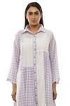 Buy_Khat_White Handloom Cotton, Poplin Collared Checkered Pattern Dress And Pant Set 