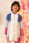 Cute Couture_Pink Poplin, Cotton Embroidery Leaf Print Layered Kurta And Pant Set _Online_at_Aza_Fashions