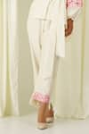 Sakshi Khetterpal_Ivory Chanderi Pearls, Beads, Embroidery Puffed Sleeve Shirt And Pant Set _Online_at_Aza_Fashions