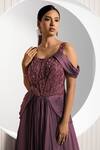 Shop_Jade By Ashima_Purple Satin Embroidery Beads Scoop Neck Viola Bodice Gown _Online_at_Aza_Fashions