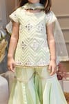 Buy_FAYON KIDS_Green Kurta Embroidery Fabric Pearl Gota Sharara Set _Online_at_Aza_Fashions