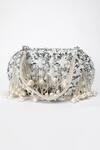 EENA_Silver Sequins Aria Silk Crystal Embellished Clutch _Online_at_Aza_Fashions