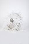Eena_White Alani Embellished Circular Clutch _at_Aza_Fashions