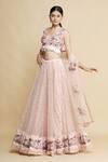 Buy_Bhairavi Jaikishan_Pink Net Embroidered Bridal Lehenga Set _at_Aza_Fashions